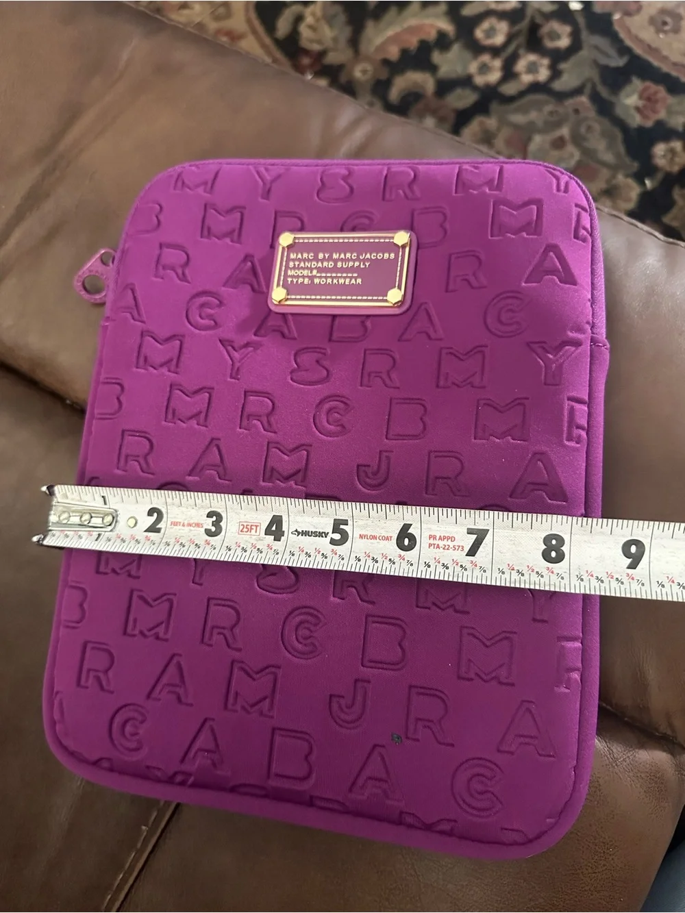 Marc by Marc Jacobs Embossed Purple Tablet Sleeve with Logo Plate